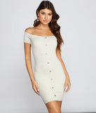 Off The Shoulder Ribbed Knit Mini Dress