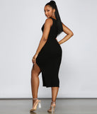 Keeping Knit Basic Ruched Midi Dress