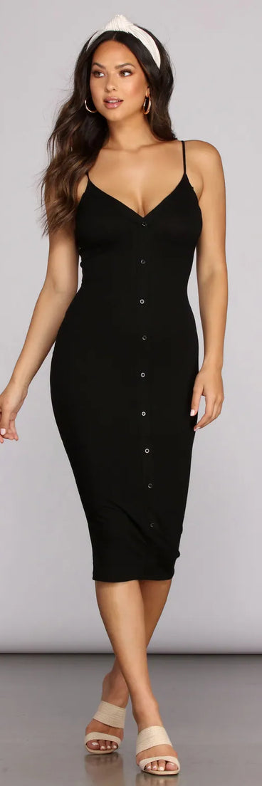 Knit Girl Ribbed Midi Dress