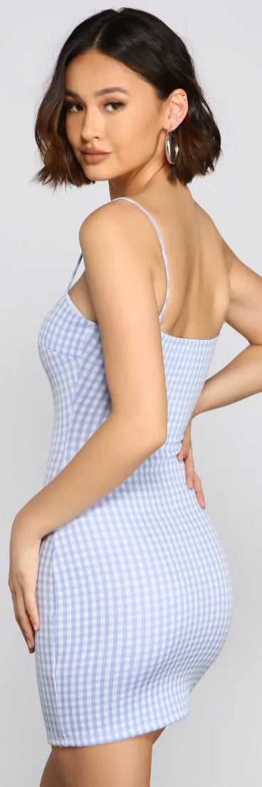 Trendy Darling Gingham Print Mini Dress