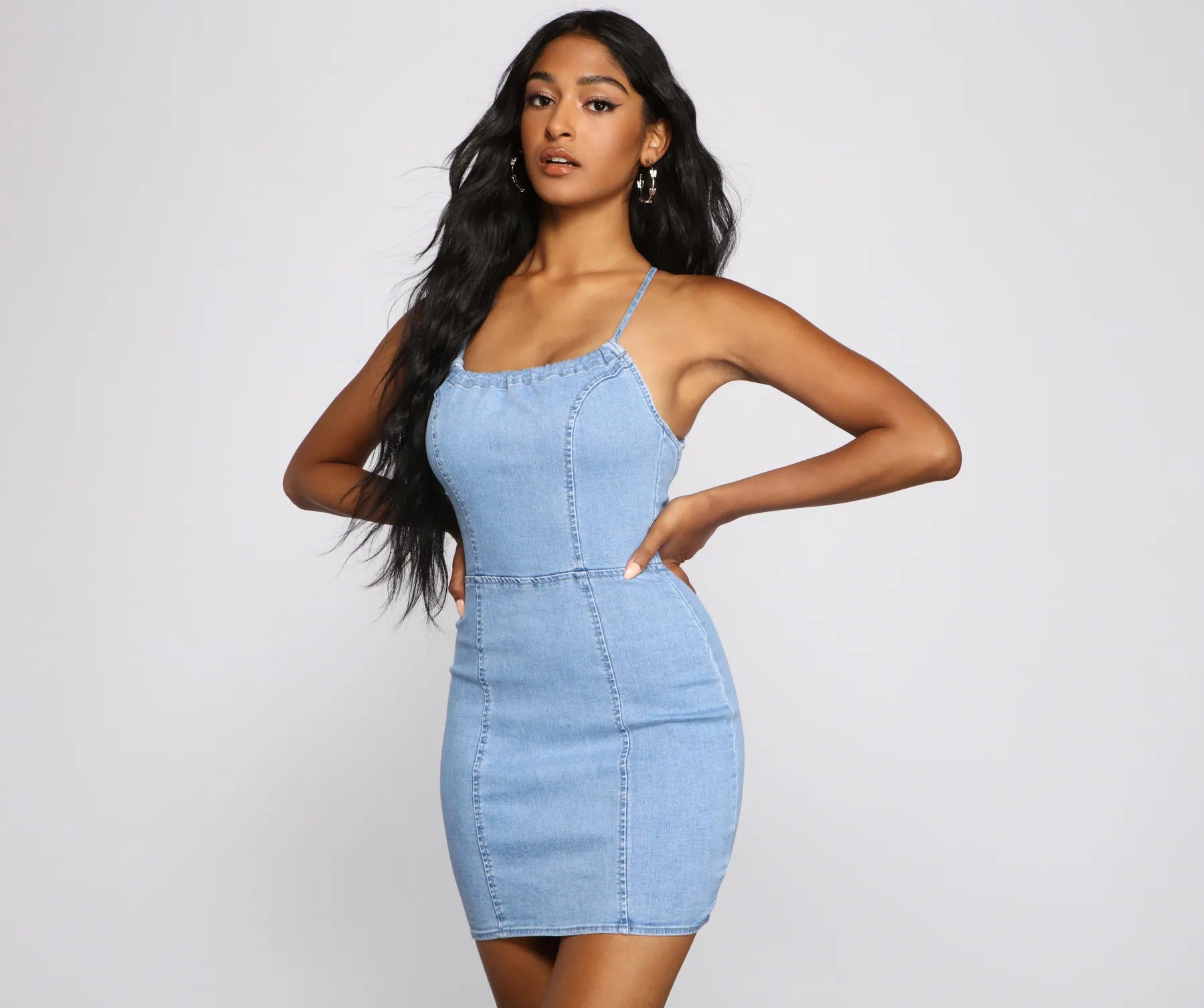 Denim Dreams Lace-Up Mini Dress | Windsor