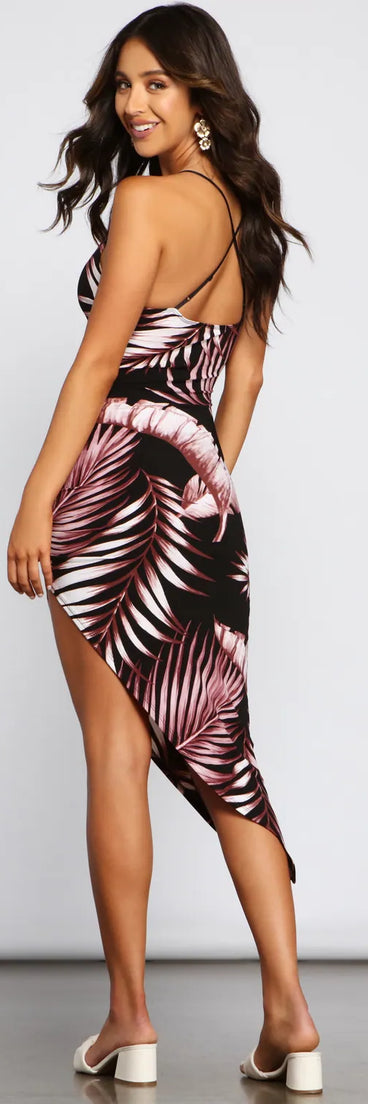 Tropical Sunsets Asymmetrical Midi Dress
