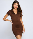Sporty-Chic Knit Mini Dress
