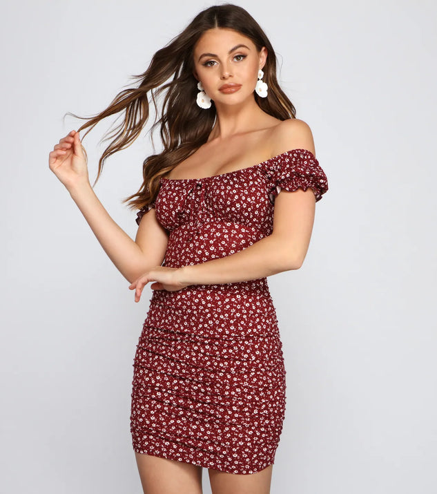 Sweet Vibes Off-The-Shoulder Floral Mini Dress | Windsor