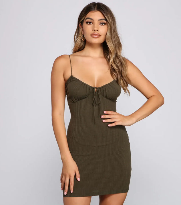 What's The Scoop Ribbed Knit Mini Dress