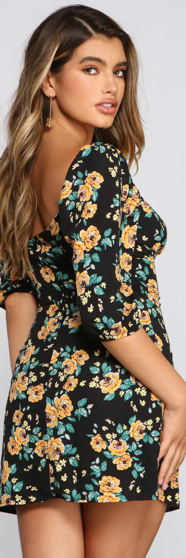 Floral Frenzy Off The Shoulder Skater Dress