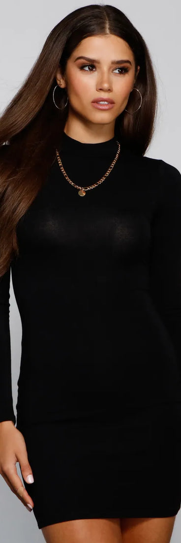 Simply Stylish Mock Neck Mini Dress