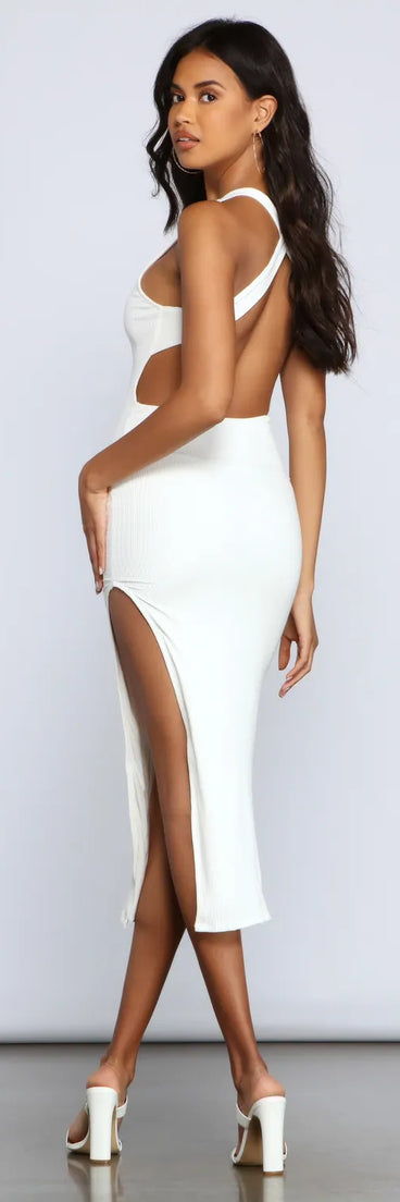 Simple And Sexy High-Slit Midi Dress