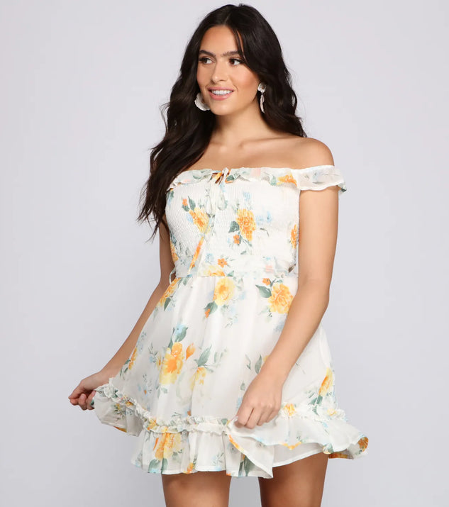 Floral Wonder Ruffled Skater Dress