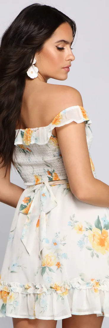 Floral Wonder Ruffled Skater Dress