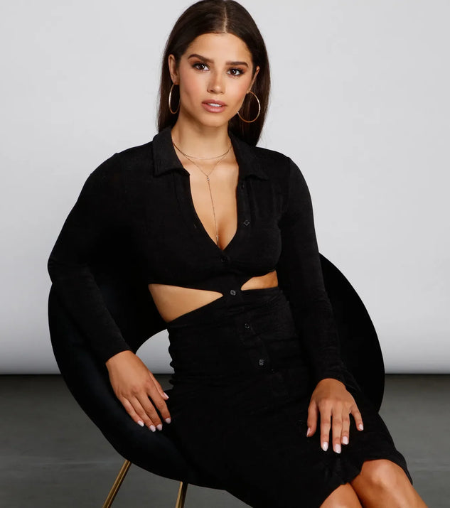 Daring Button Up Midi Dress