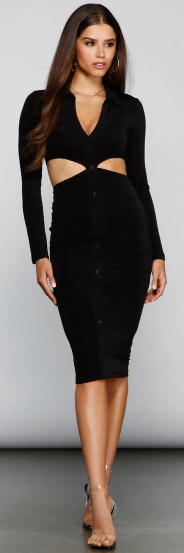 Daring Button Up Midi Dress