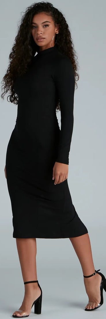 Chic Basic Mock Neck Mini Dress