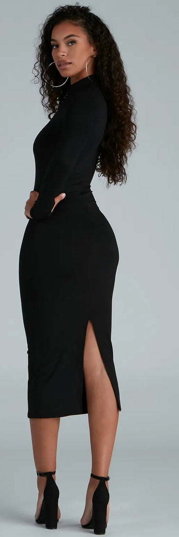 Chic Basic Mock Neck Mini Dress