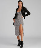 Steal The Spotlight Leopard Slit Midi Dress