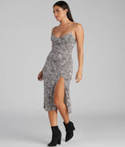 Steal The Spotlight Leopard Slit Midi Dress