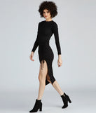 Keeping Knit Trendy Ribbed Midi Dress