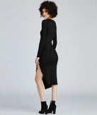 Keeping Knit Trendy Ribbed Midi Dress