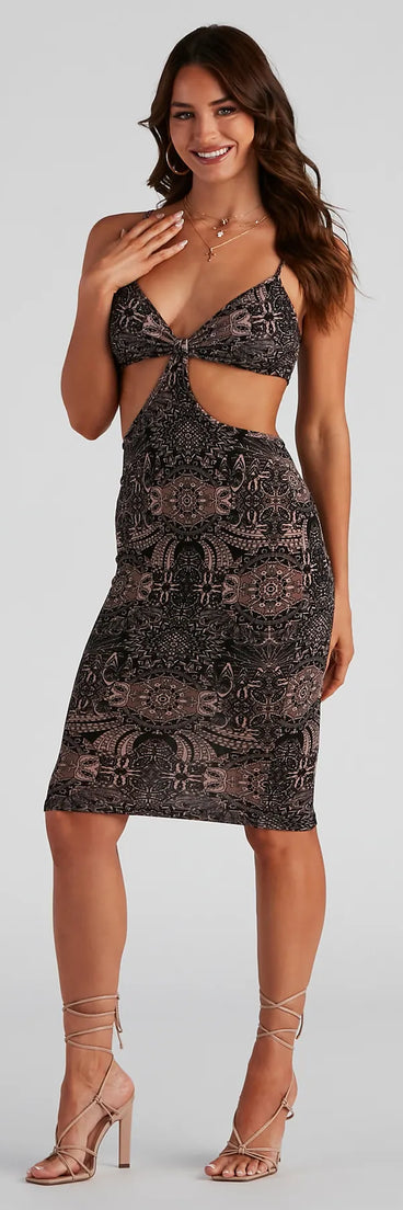 Wanderer Paisley Cutout Midi Dress