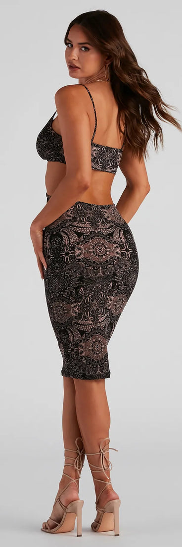 Wanderer Paisley Cutout Midi Dress