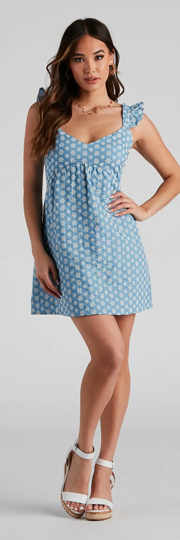 Picnic Date Eyelet Lace V-Neck Dress