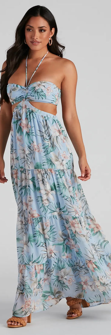 Bora Bora Floral Chiffon Maxi Dress
