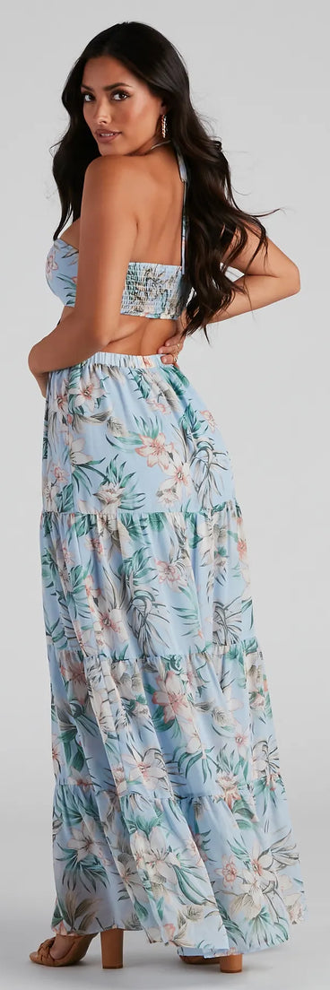 Bora Bora Floral Chiffon Maxi Dress