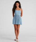 Back Beauty Linen Halter Skater Dress