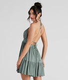 Spring Breeze Linen Halter Skater Dress