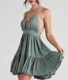 Spring Breeze Linen Halter Skater Dress