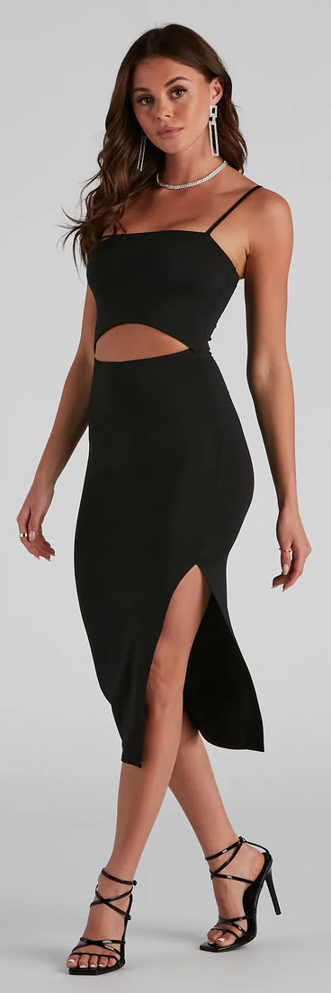 Elevated Knit High Slit Midi Dress