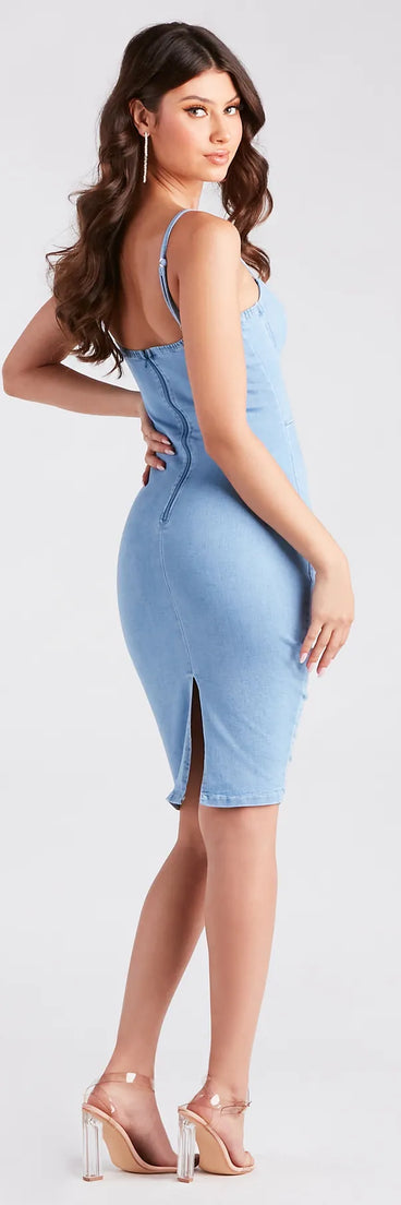 Denim Sweetheart Midi Dress