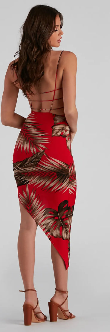 Island Palms Strappy Midi Dress