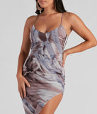 Marble Muse Mesh V-Neck Midi Dress
