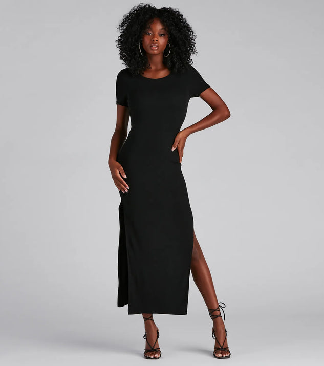 Effortless Mood Ribbed Knit Midi Dress