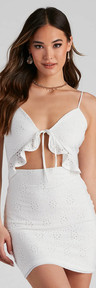 Innocent Charm Eyelet V-Neck Dress