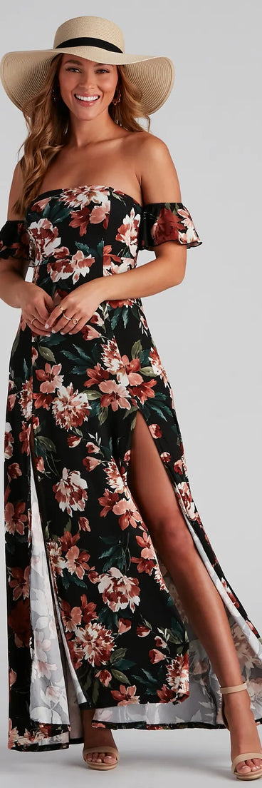 Vineyard Floral Slit Maxi Dress