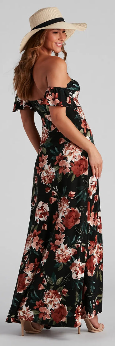 Vineyard Floral Slit Maxi Dress