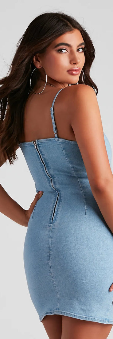 Denim Days Square Neck Mini Dress | Windsor Denim Days Square Neck Mini Dress | Windsor