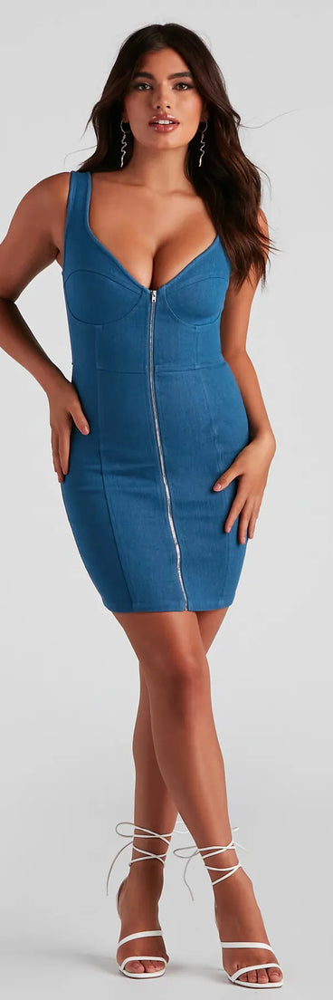 The Cutest Denim V-Neck Mini Dress
