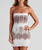 Trendy Neutral Tie-Dye Mini Dress