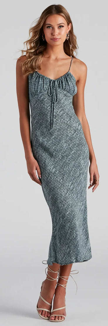 Bohemian Oasis Scoop Neck Midi Dress