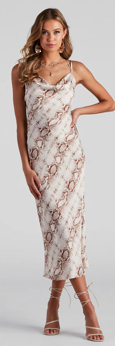 Chic Instinct Satin Midi Dress