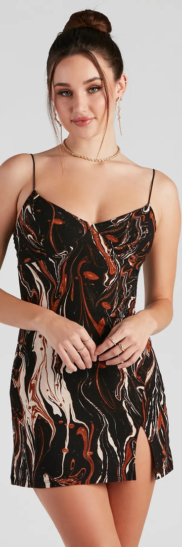 Perfect Swirls V-Neck Mini Dress