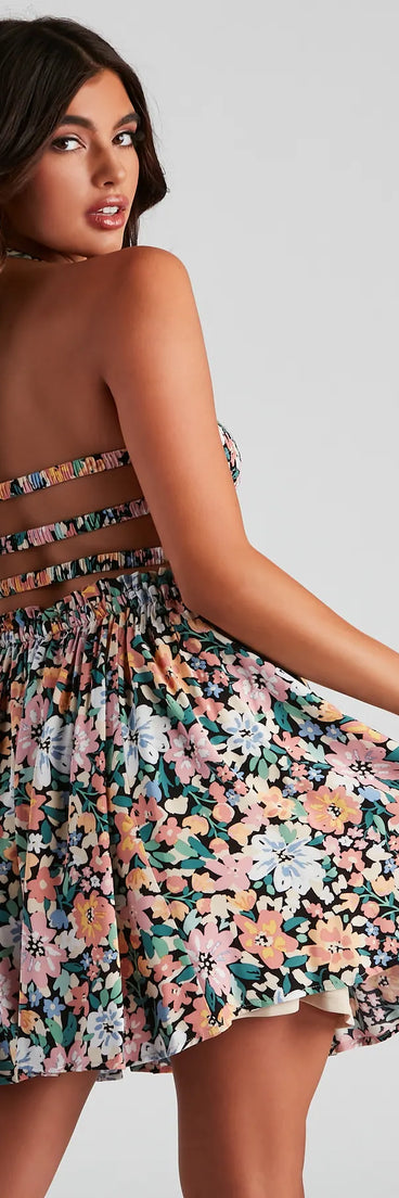 Floral Feels Halter Skater Dress