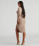 Coffee Date Ribbed Knit Midi Dress
