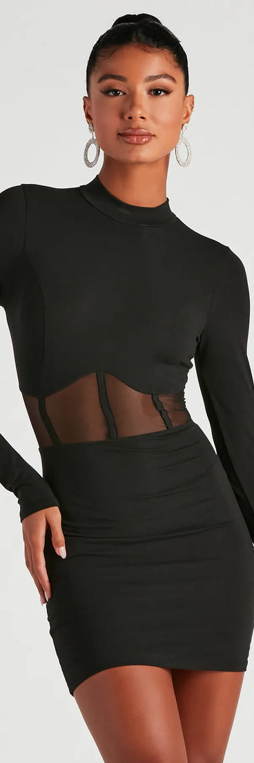 Sweet Peek Mesh Corset Trim Dress