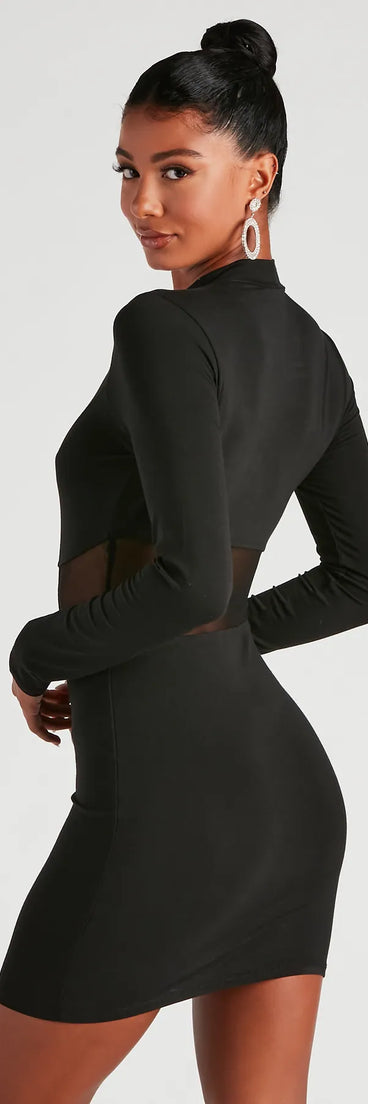 Sweet Peek Mesh Corset Trim Dress