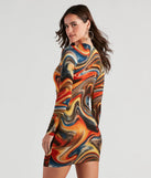 Swirl Of Splash Crew Mini Dress