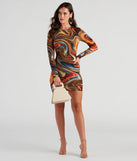 Swirl Of Splash Crew Mini Dress
